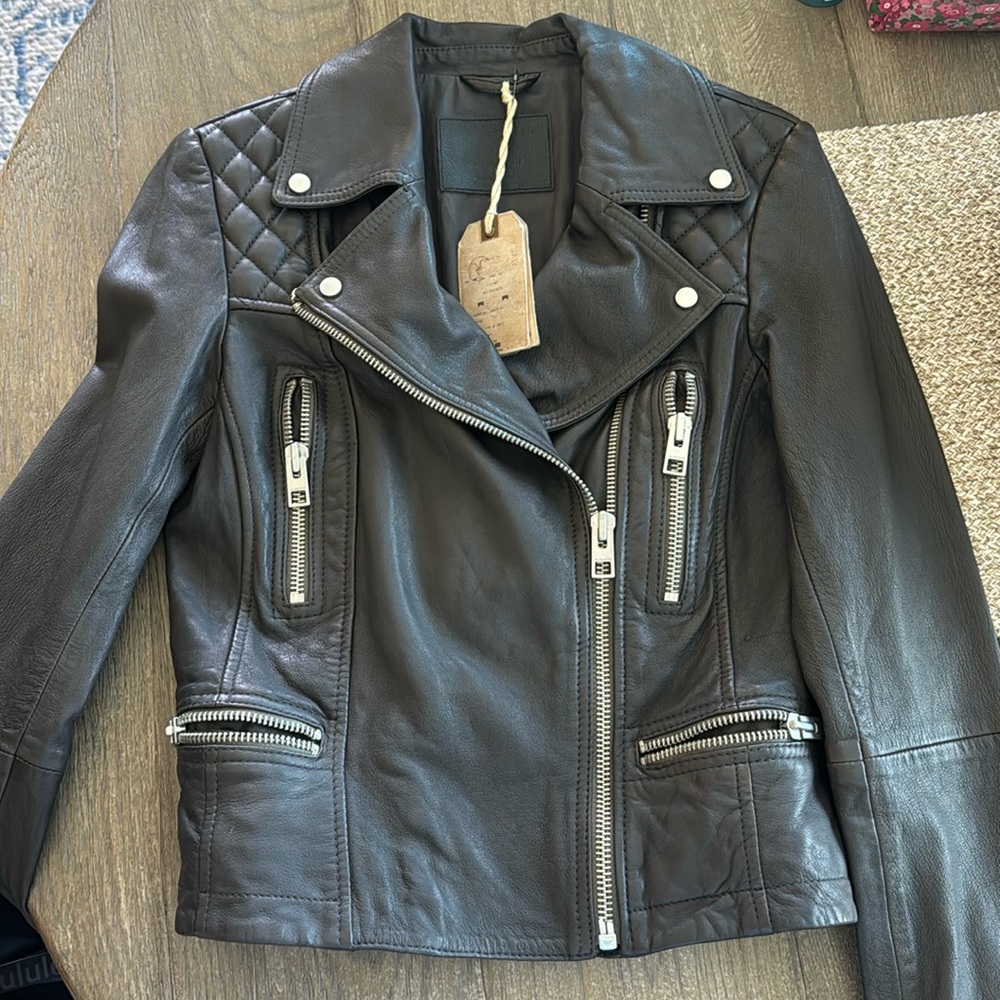 All Saints bleaker biker leather jacket NWT